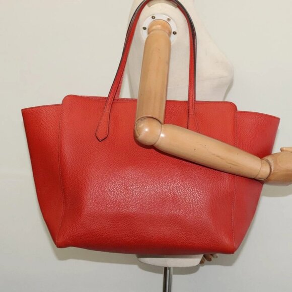 GUCCI Tote Bag Leather Red Gold 354397. Auth bs28080 - Picture 1 of 15